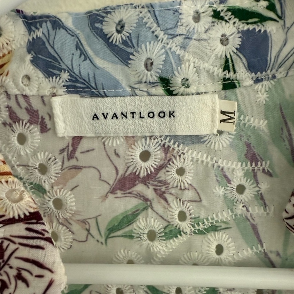 Avantlook Floral Eyelet Mini A-Line Dress Medium - Picture 5 of 6